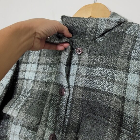 TanJay Women's Green Casual Plaid Flannel Collared Long Sleeve Button Shirt 12 - Picture 9 of 15